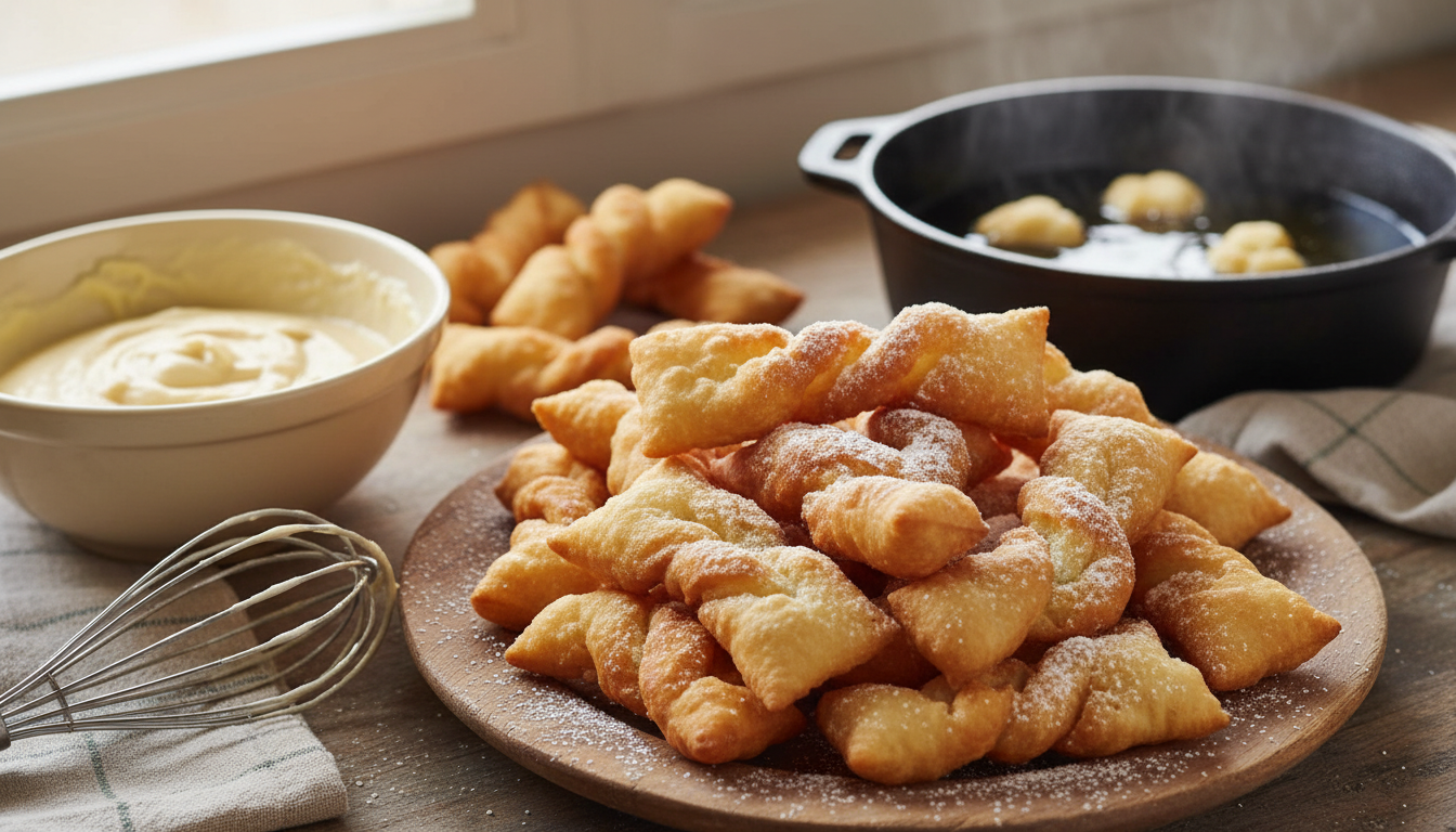 découvrez la recette secrète des bugnes fondantes à souhait : une friture rapide qui ravive les saveurs d'antan pour un plaisir gourmand inégalé.