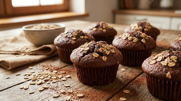 découvrez notre recette simple et authentique de cupcakes moelleux au cacao et flocons d'avoine, parfaits pour un dessert gourmand et sain.