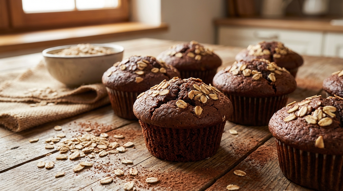 découvrez notre recette simple et authentique de cupcakes moelleux au cacao et flocons d'avoine, parfaits pour un dessert gourmand et sain.