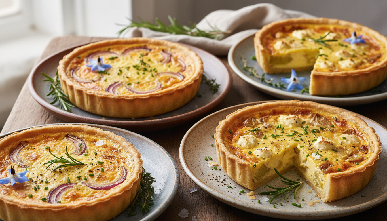 savourez une quiche aux oignons et fromage à la fois croustillante et crémeuse, parfaite pour un dîner rapide et délicieux.
