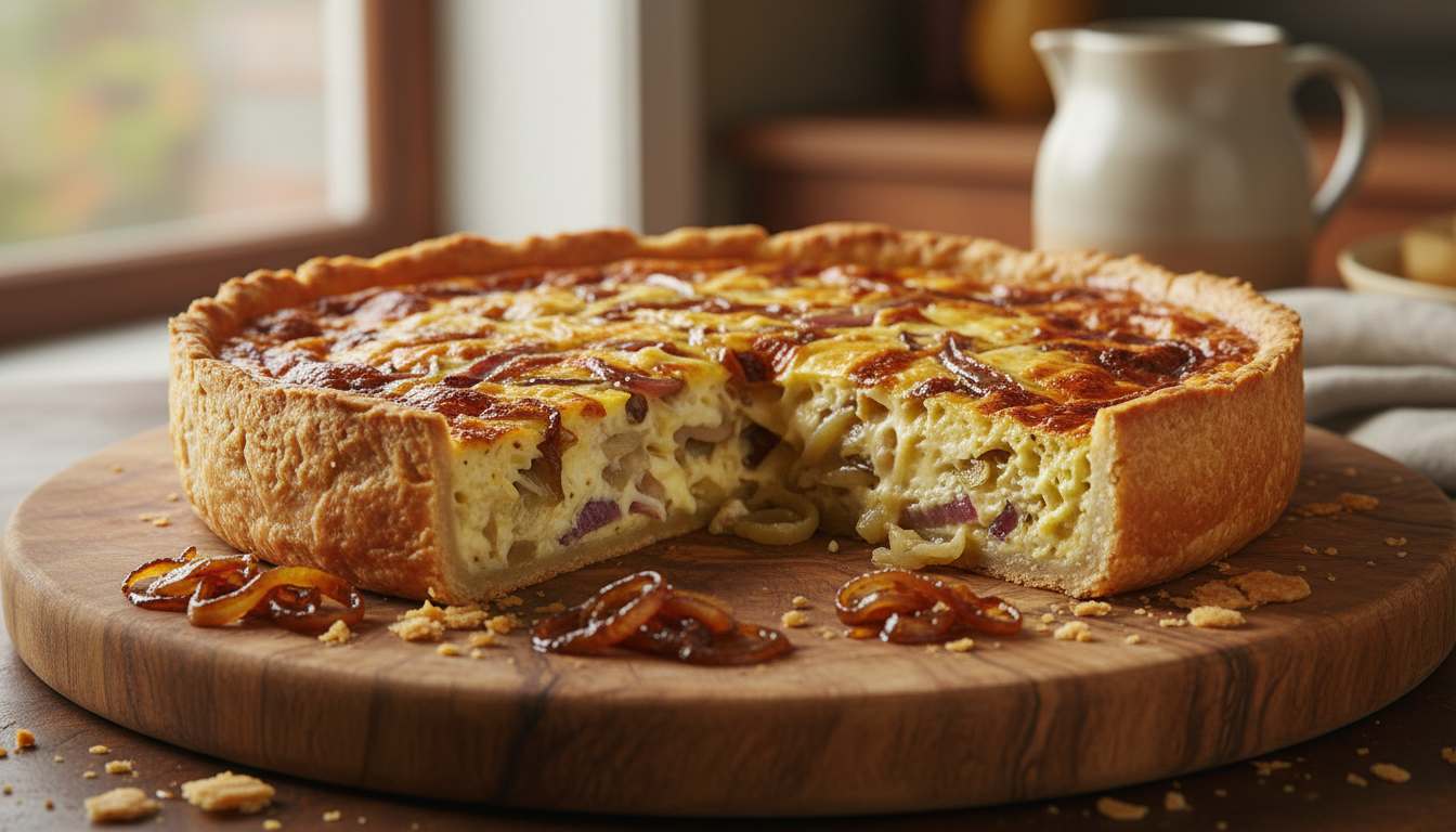 savourez notre quiche aux oignons et fromage, une recette croustillante et crémeuse, parfaite pour un dîner simple et délicieux. facile à préparer, elle deviendra vite votre plat préféré du soir.
