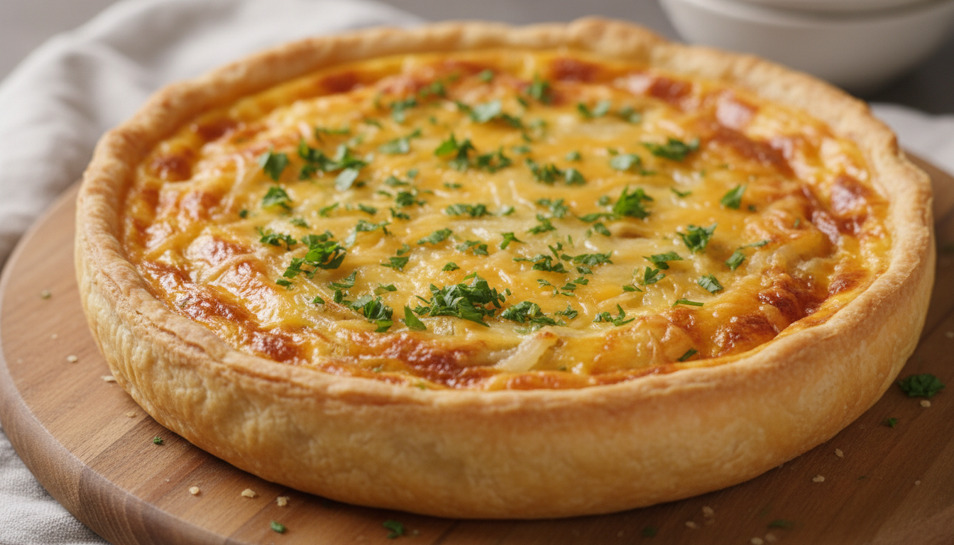 savourez notre quiche aux oignons et fromage, parfaite avec sa pâte croustillante et sa garniture crémeuse. un plat délicieux et facile à préparer pour vos soirées.