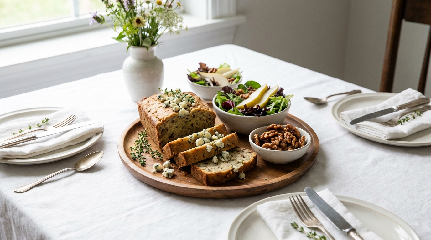 savourez notre cake salé gourmand alliant fromage bleu, poires fondantes et éclats de noix croquants pour une explosion de saveurs unique.