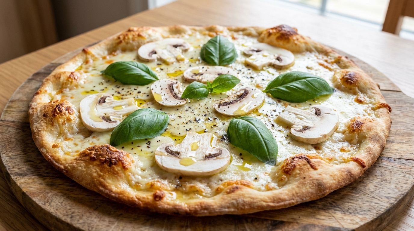 savourez notre pizza légère aux champignons de paris, une délicieuse option végétarienne alliant fraîcheur et authenticité pour un repas gourmand et équilibré.