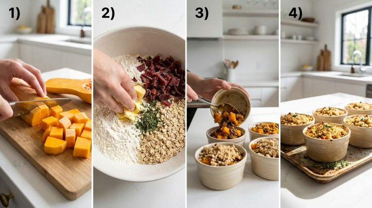 découvrez notre recette gourmande et raffinée de crumble léger au potimarron et viande des grisons, parfaite pour savourer les saveurs de l'automne.