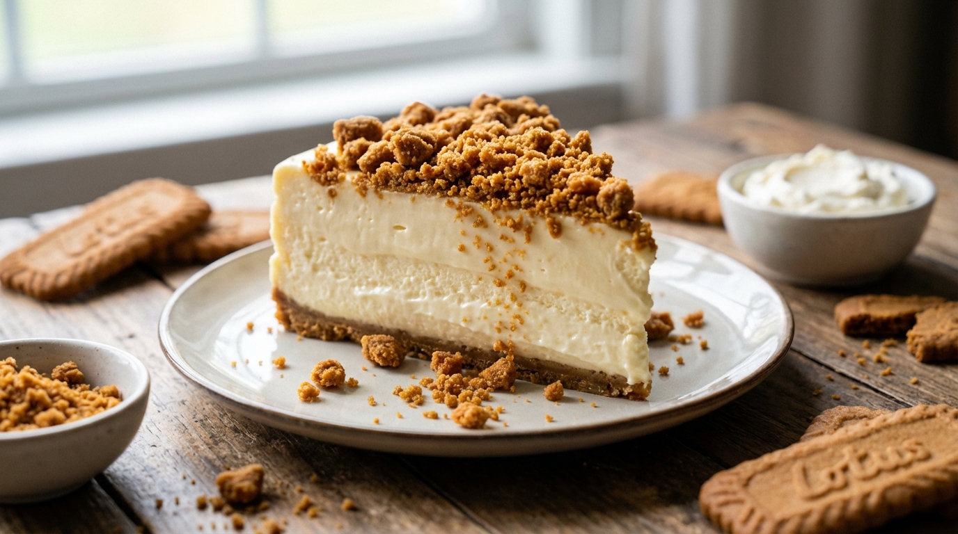 découvrez notre recette incontournable de cheesecake alliant un délice crémeux au fromage frais et un crumble croustillant de spéculoos pour un dessert exquis et gourmand.