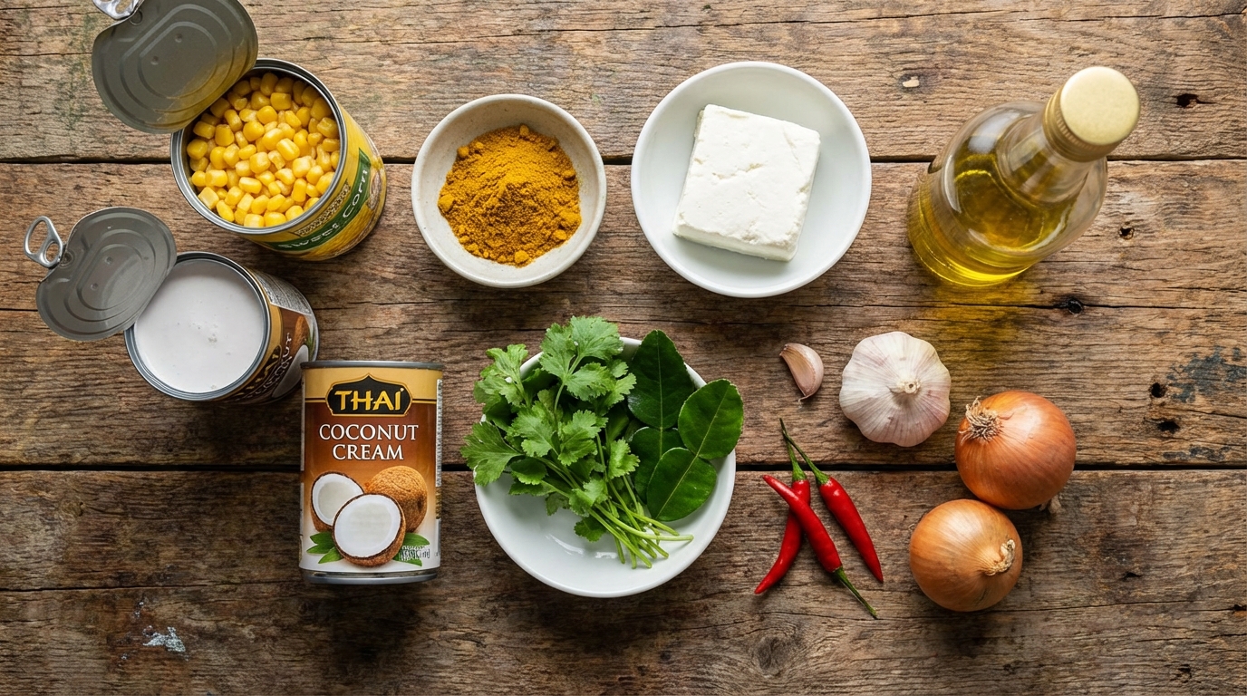 savourez une purée de maïs onctueuse rehaussée de curry exotique et de fromage frais fondant, pour une explosion de saveurs délicieuses et originales.