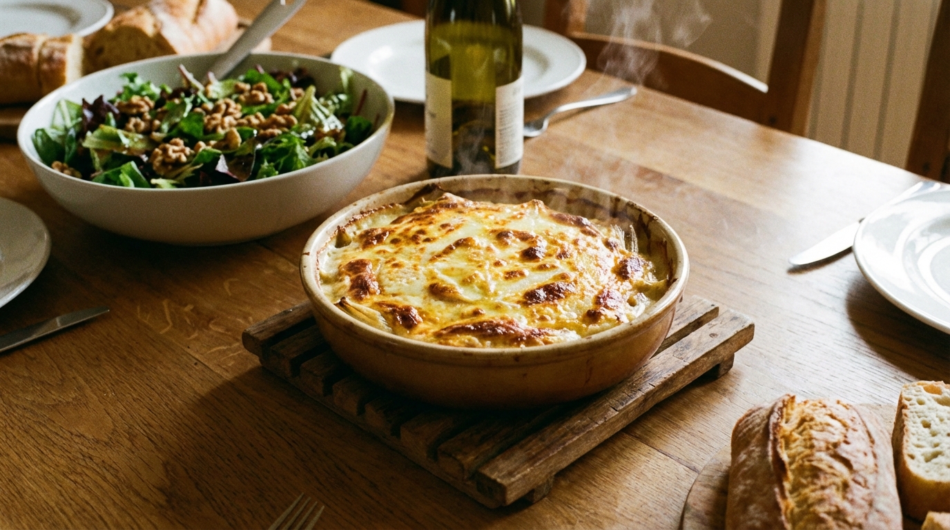 découvrez notre recette gourmande de gratin d’endives au fromage à raclette, un délice fondant parfait pour réchauffer vos repas en toute convivialité.