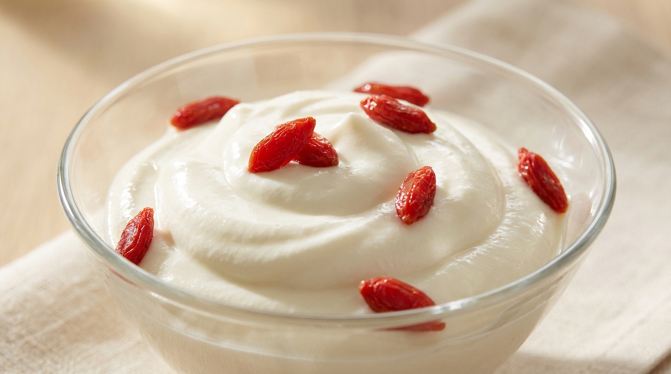 savourez un délice léger avec notre crème onctueuse au chocolat blanc, sublimée par la fraîcheur et les bienfaits des baies de goji. une gourmandise saine et raffinée.