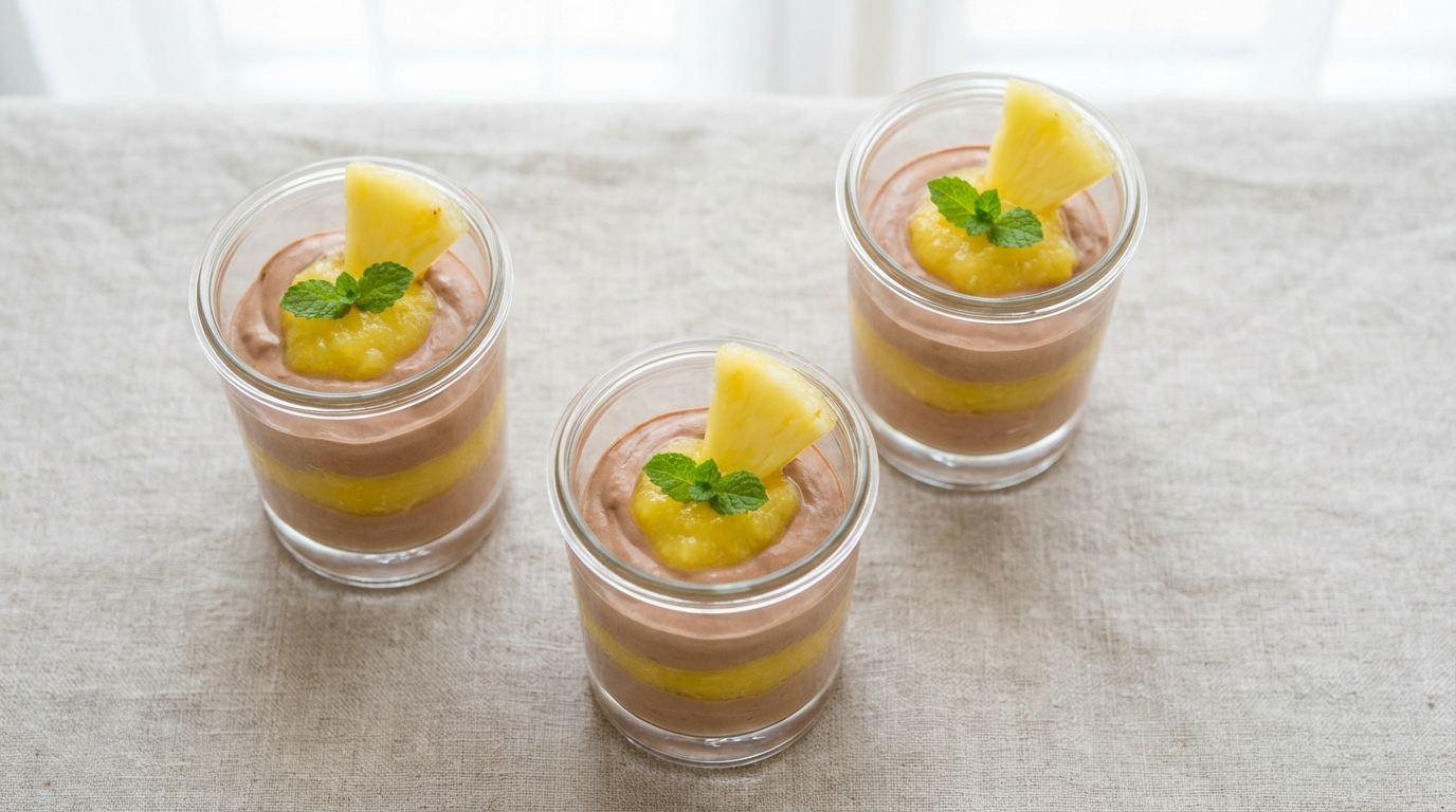 découvrez notre mousse chocolat-ananas légère façon croq’kilos, un dessert gourmand et équilibré qui allie saveurs tropicales et douceur chocolatée pour un plaisir sans culpabilité.