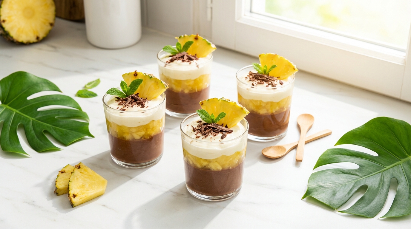 savourez notre mousse chocolat-ananas légère et gourmande, une recette originale façon croq’kilos pour un dessert délicieux et équilibré.