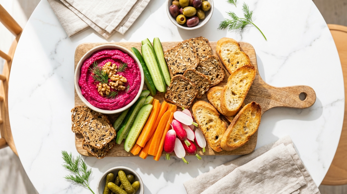 découvrez délice rose, une purée onctueuse alliant la douceur de la betterave à la fraîcheur du fromage frais, idéale pour une entrée gourmande et colorée.