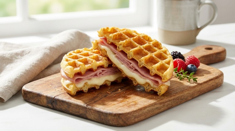 découvrez des croques savoureux et légers aux gaufres, jambon maigre et emmental allégé, parfaits pour un repas gourmand et équilibré.
