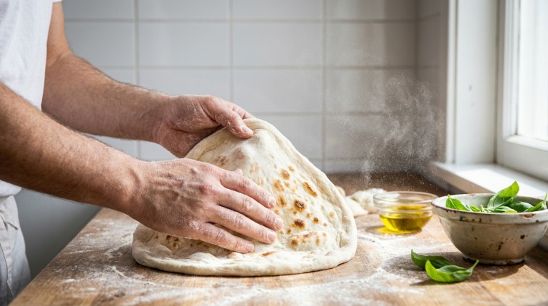 savourez notre délicieuse pizza césar, généreusement garnie de copeaux de parmesan savoureux pour une expérience gustative unique.