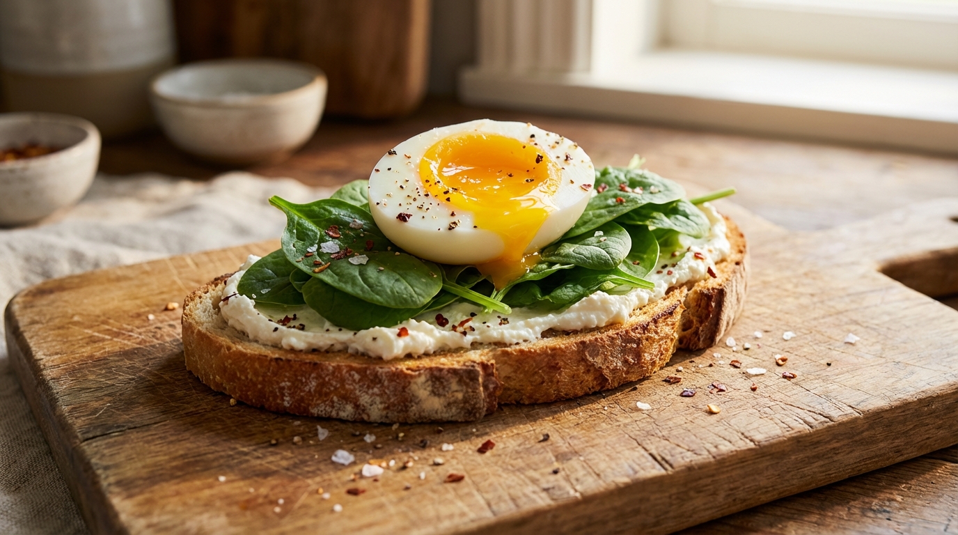 découvrez une recette simple et gourmande de tartine aux épinards, œuf mollet et fromage frais, idéale pour un repas savoureux et rapide à préparer.