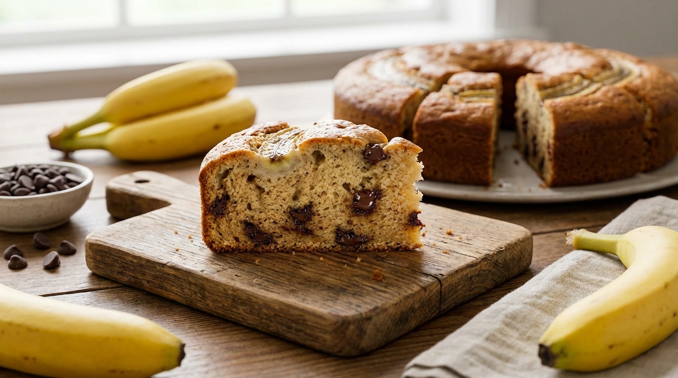 découvrez notre recette légère et gourmande de cake moelleux à la banane et pépites de chocolat, parfaite pour se régaler sans culpabiliser.