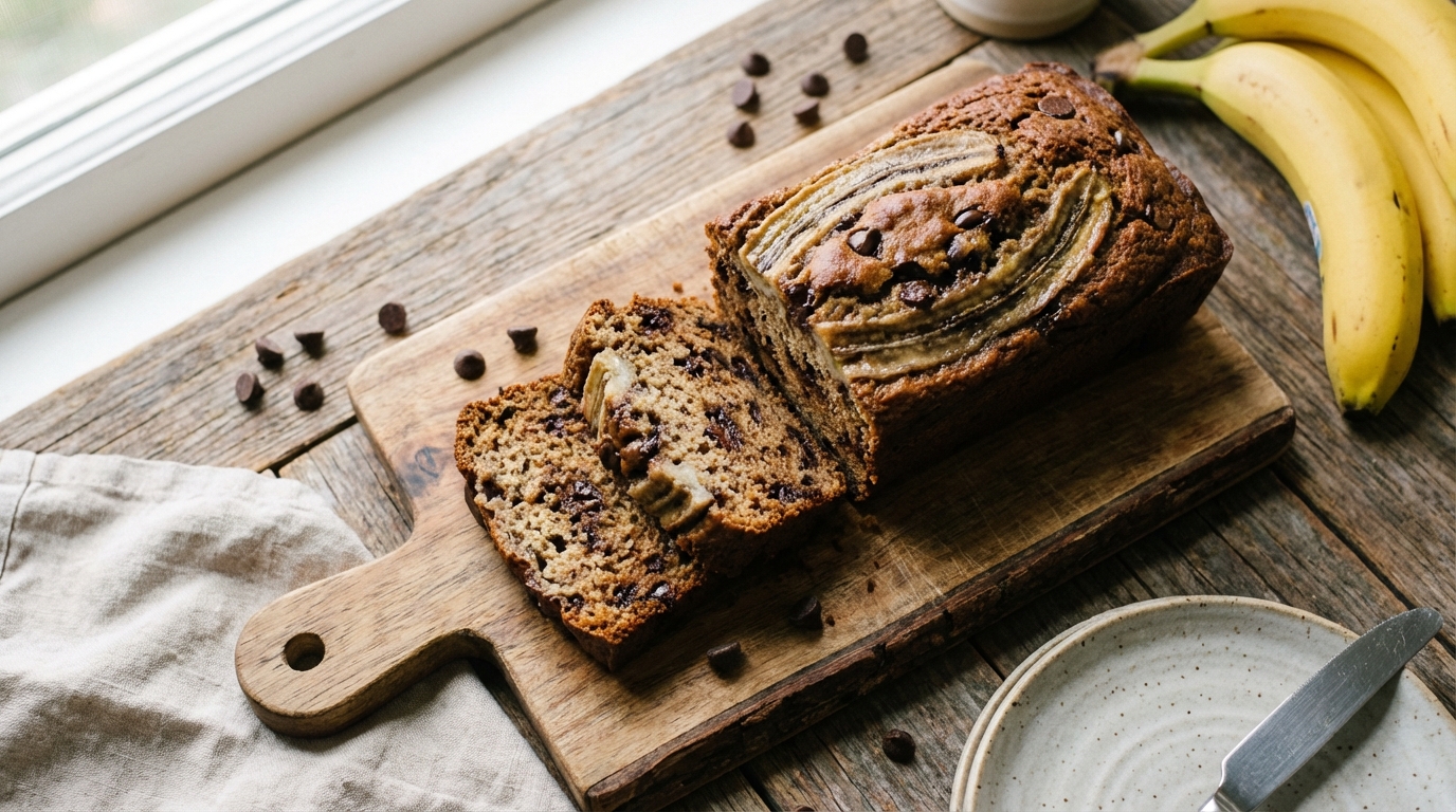 découvrez notre recette légère de cake moelleux à la banane et pépites de chocolat, un délice gourmand qui se savoure sans culpabiliser.