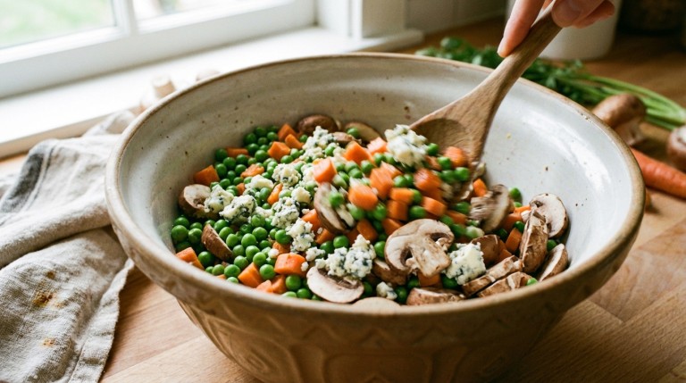 savourez des conchiglionis généreusement garnis de légumes croquants et de fromage bleu fondant, pour un plat gourmand et plein de saveurs.