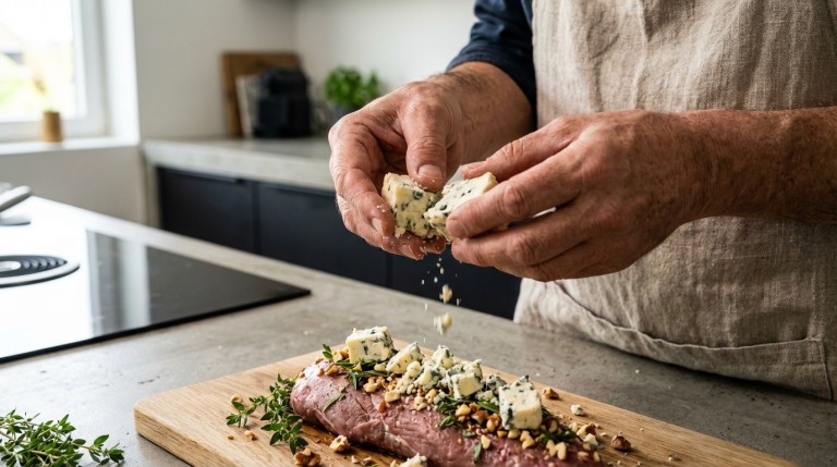 découvrez notre recette savoureuse de filet mignon de veau en croûte de fromage bleu, un plat gourmand et raffiné parfait pour vos repas élégants.