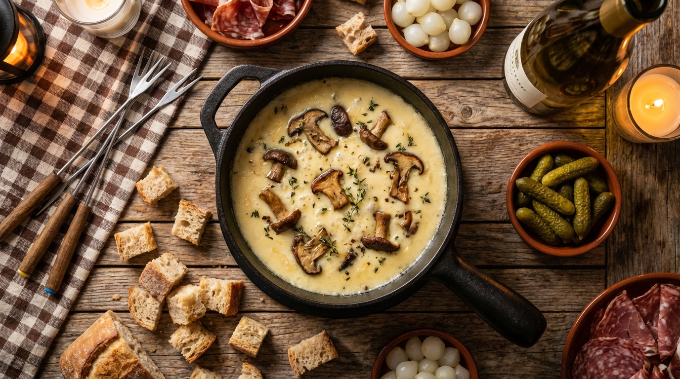 découvrez notre recette de fondue savoyarde aux champignons, une délicieuse association de saveurs gourmandes pour réchauffer vos repas en toute convivialité.