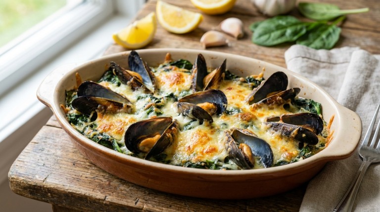 découvrez notre recette facile et légère de gratin de moules aux épinards, alliant saveurs délicates et bienfaits nutritionnels pour un repas sain et gourmand.
