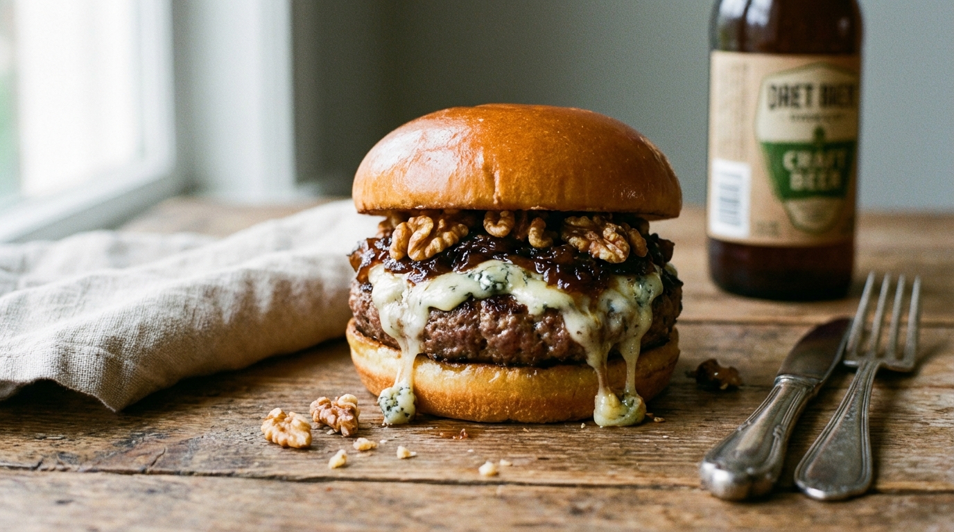 savourez notre recette originale de hamburger au fromage bleu, une explosion de saveurs pour un plat gourmand et inédit.