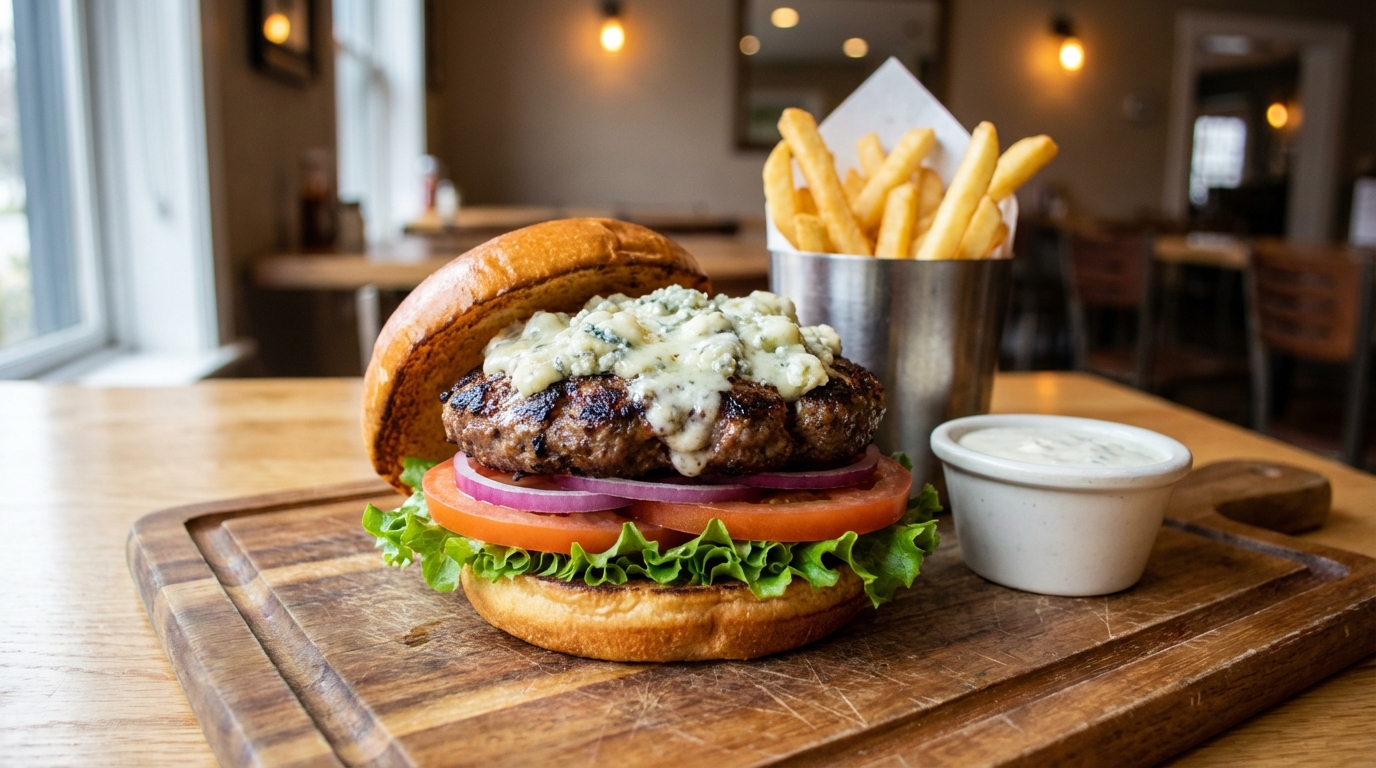 découvrez notre recette originale de hamburger au fromage bleu, alliant saveurs intenses et ingrédients savoureux pour un repas gourmand et unique.