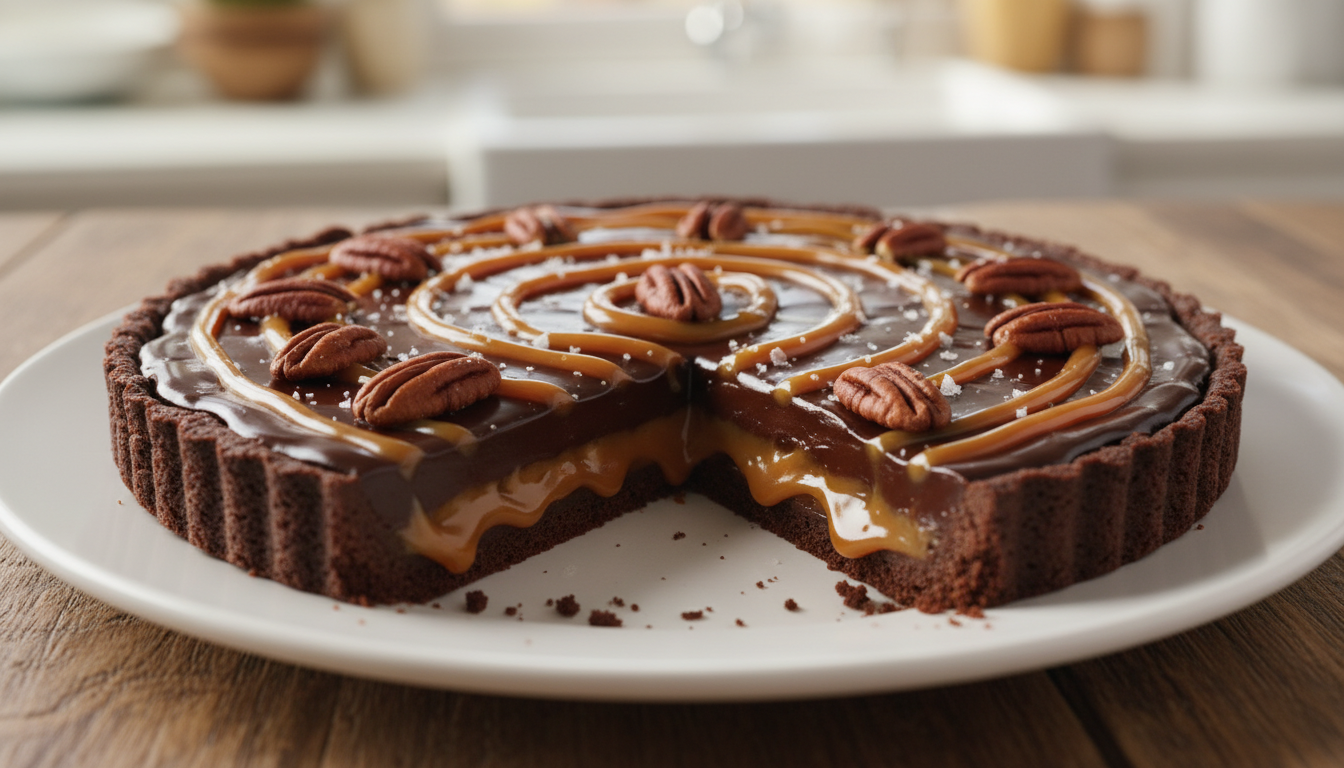 découvrez la tarte choco-caramel maison, une délicieuse harmonie de croquant, fondant et coulant pour un dessert irrésistible qui ravira toutes les papilles.
