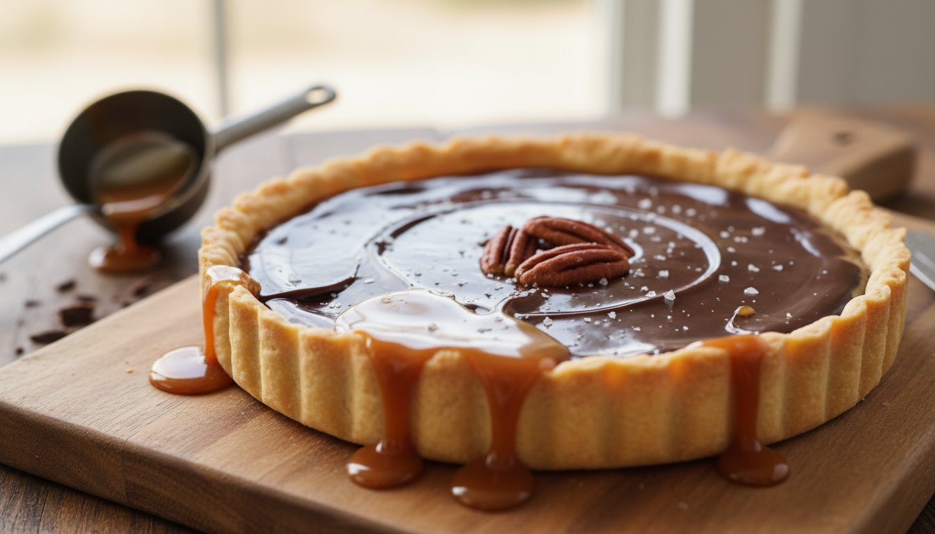 découvrez la tarte choco-caramel maison, une gourmandise alliant croquant, fondant et coulant pour un plaisir irrésistible qui ravira toutes les papilles.