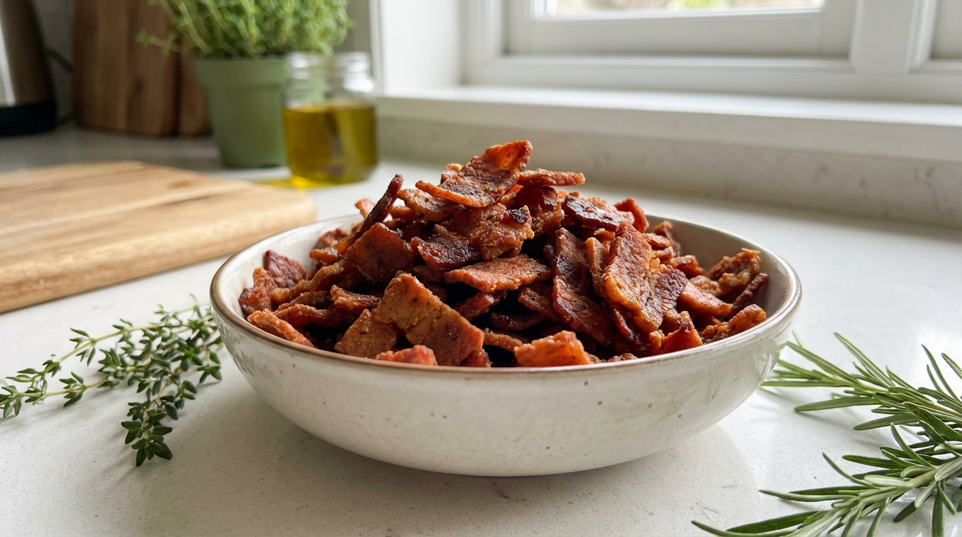 découvrez une alternative saine aux lardons traditionnels, sans viande ni calories superflues, pour des plats savoureux et légers.