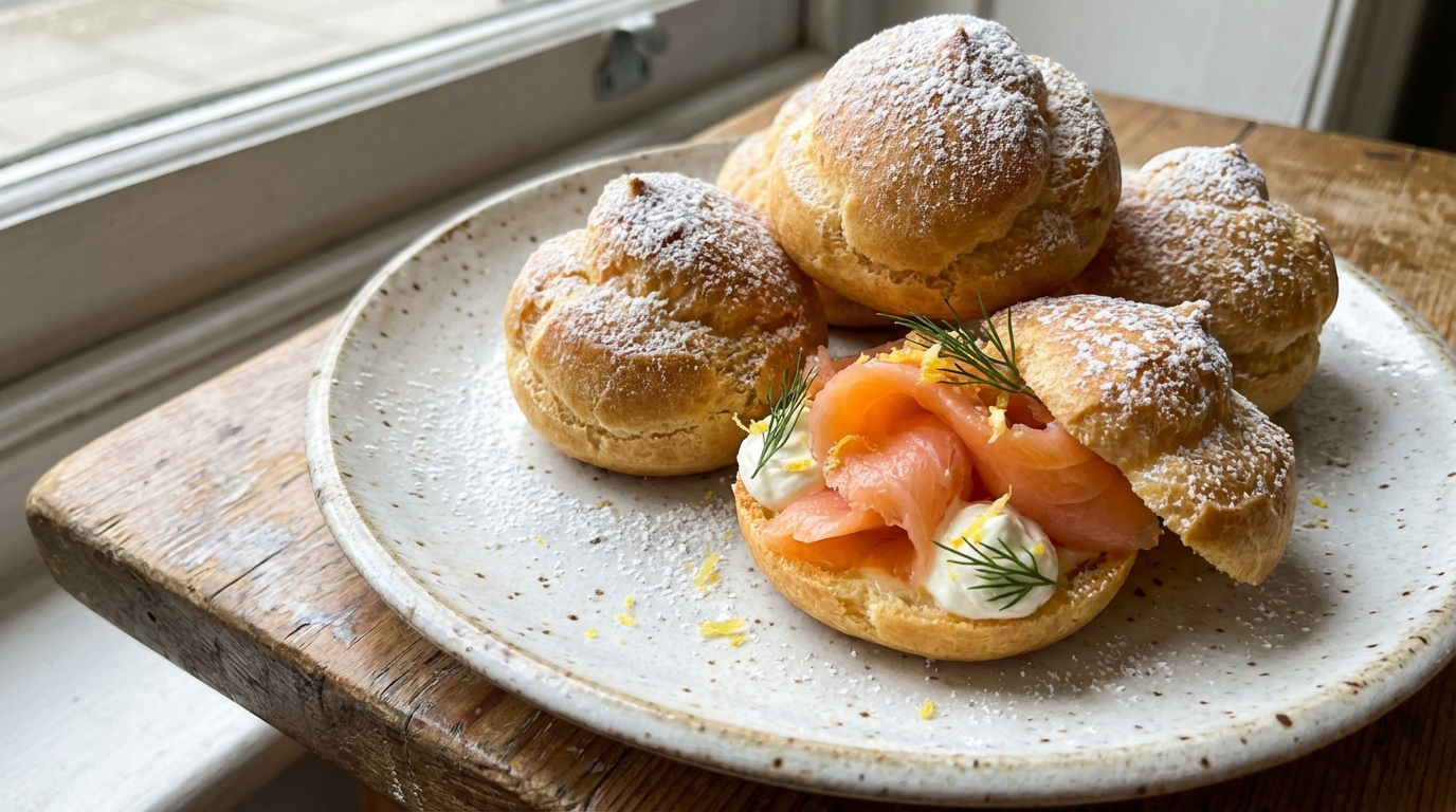 découvrez la recette des profiteroles légères au saumon fumé et fromage frais, une alliance aérienne et savoureuse parfaite pour vos apéritifs et repas raffinés.
