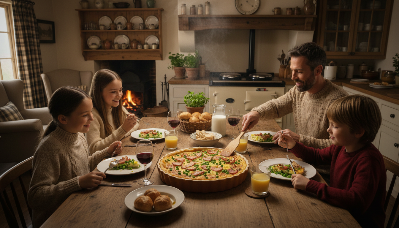 découvrez notre quiche sans pâte aux lardons et petits pois, un dîner rapide et chaleureux prêt en seulement 15 minutes, parfait pour les soirs où vous manquez de temps.