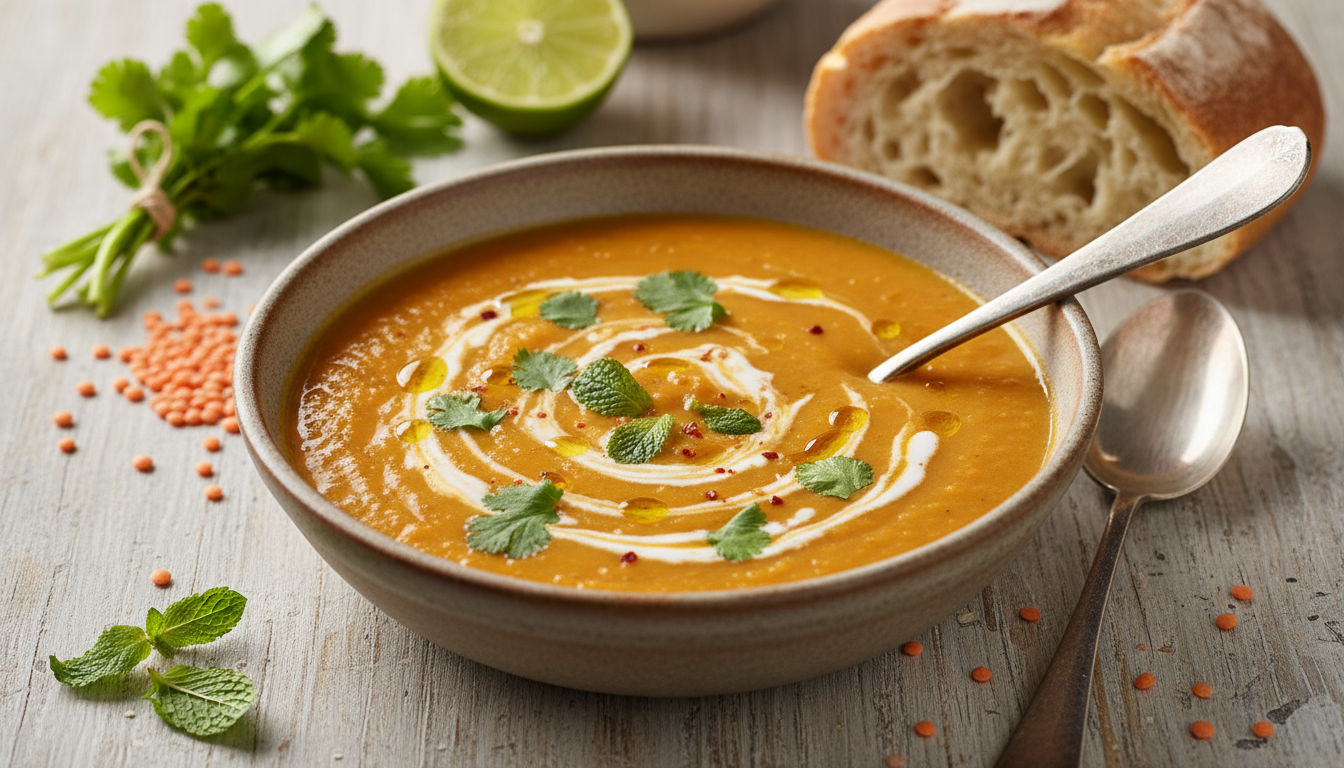 découvrez une soupe réconfortante aux lentilles corail, poireau et citron, idéale pour apporter légèreté et chaleur à vos soirées d'hiver.