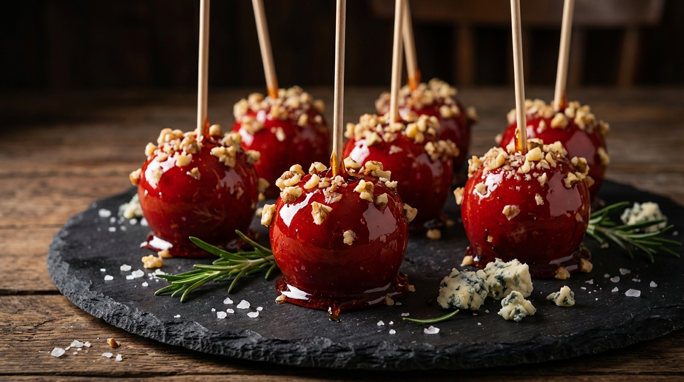 découvrez nos sucettes gourmandes au fromage frais et noix, revisitées façon pomme d’amour pour une explosion de saveurs originale et délicieuse.