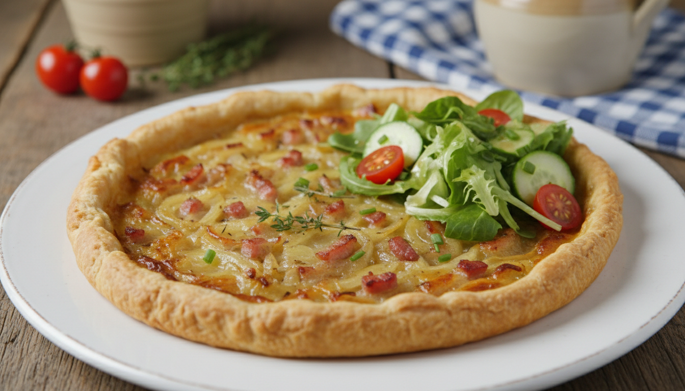découvrez la recette de la tarte alsacienne aux oignons confits et son secret gourmand à ajouter en fin de service pour sublimer chaque bouchée.