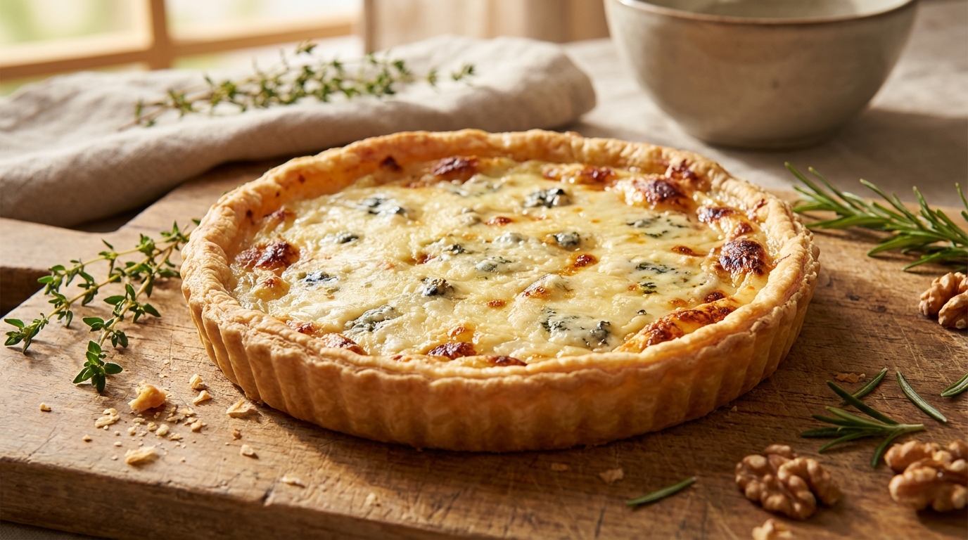 découvrez notre tarte au gorgonzola, une délicieuse symphonie de fromages fondants et de saveurs authentiques pour régaler vos papilles.