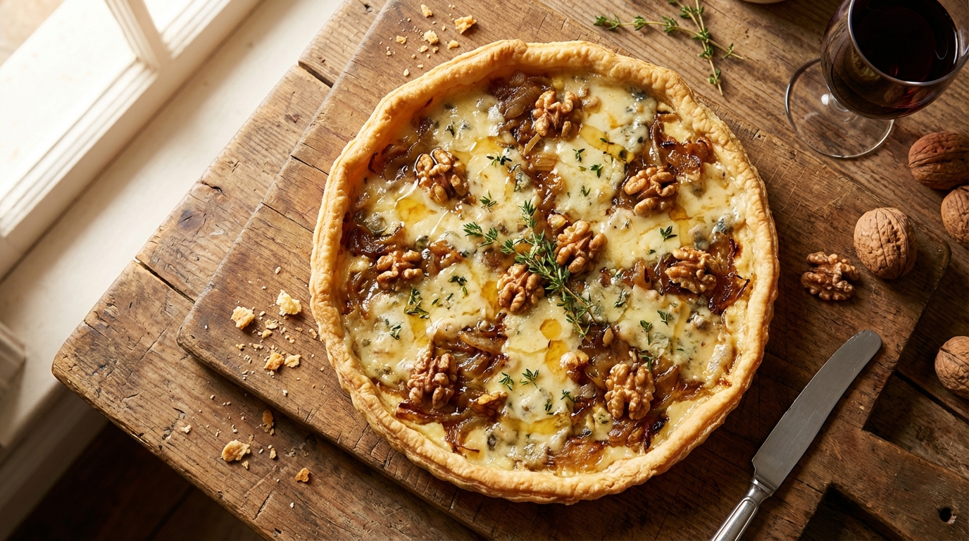 Tarte au Gorgonzola : savoureuse symphonie de fromage à découvrir