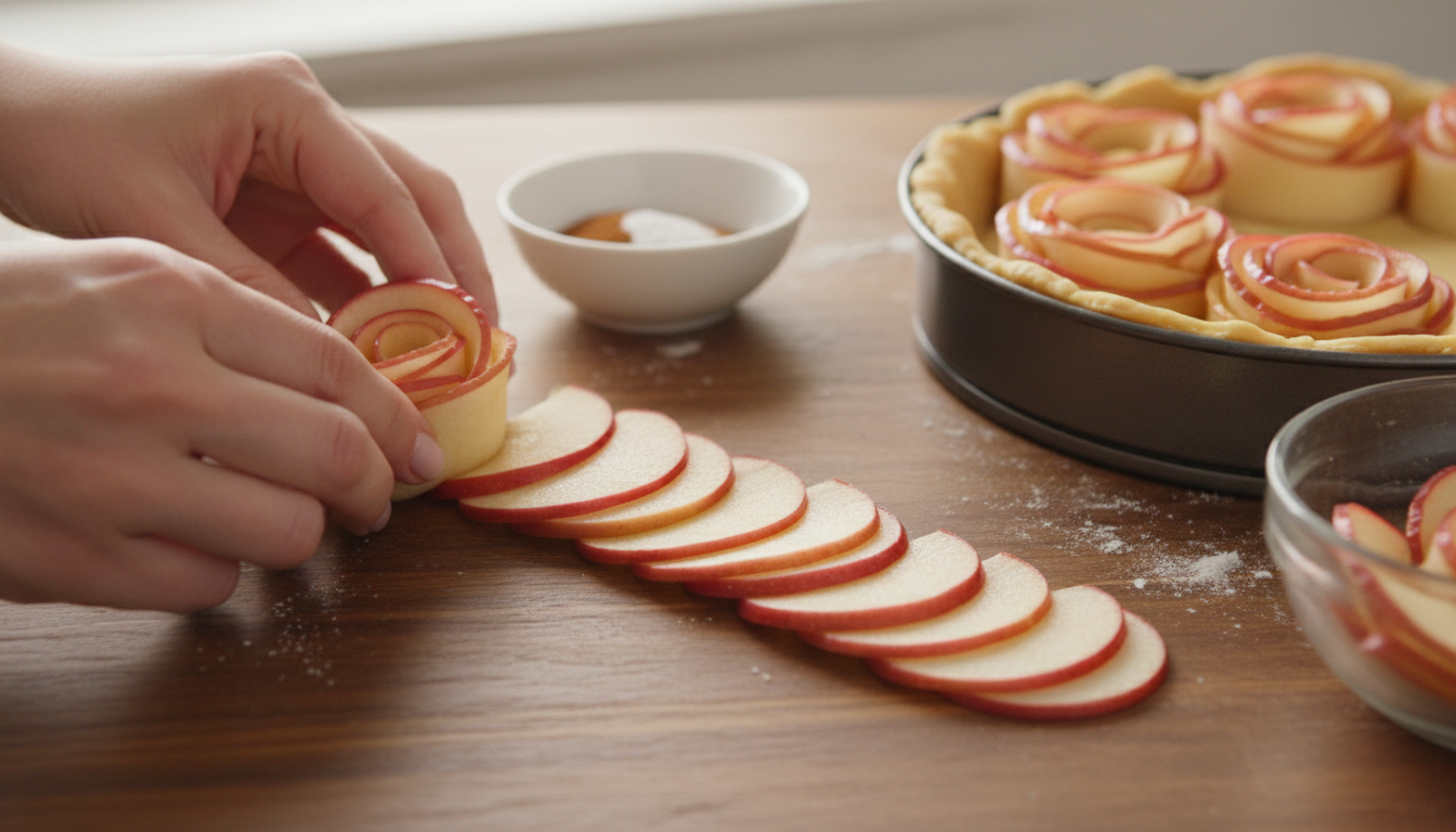 découvrez notre recette de tarte aux pommes en roses, un dessert élégant et facile à réaliser, parfait pour célébrer la saint-valentin avec douceur et charme.