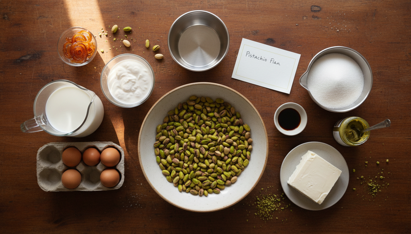 découvrez un flan pâtissier à la pistache, incroyablement fondant, qui séduit tous les amateurs de douceurs sucrées avec sa saveur unique et sa texture délicate.