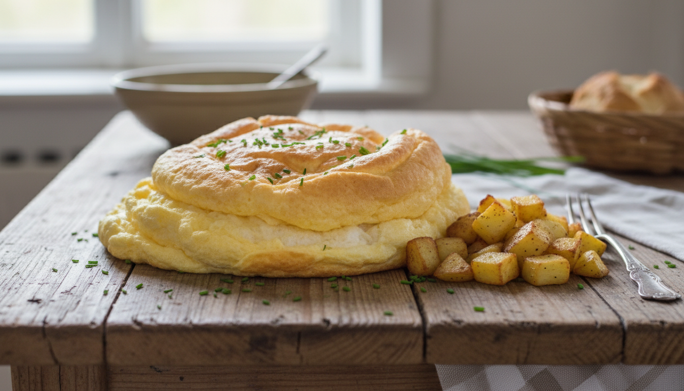 découvrez notre recette surprenante d'omelette soufflée aux trois œufs et pommes de terre, idéale pour réchauffer vos soirées d'hiver avec saveur et légèreté.