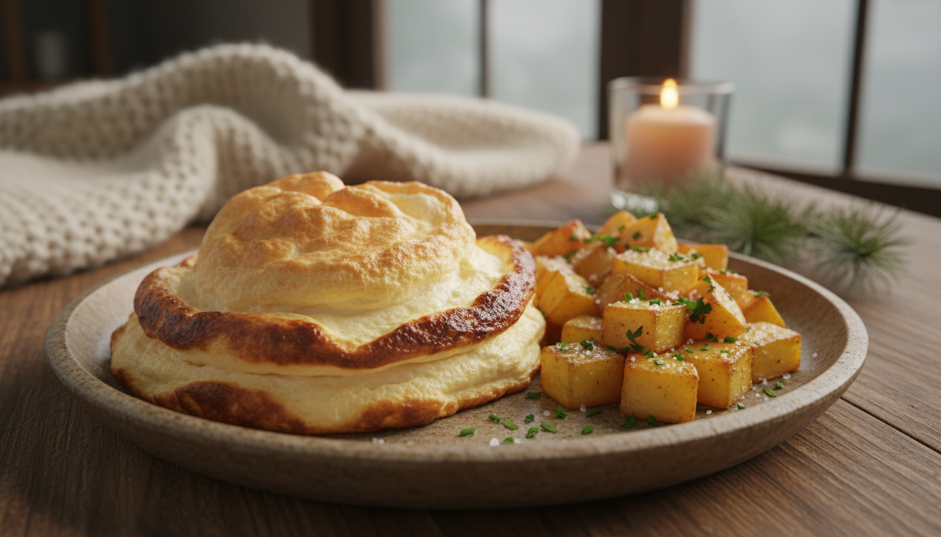 découvrez la recette gourmande d'une omelette soufflée aux trois œufs et pommes de terre, parfaite pour réchauffer vos soirées d’hiver avec une touche surprenante et savoureuse.