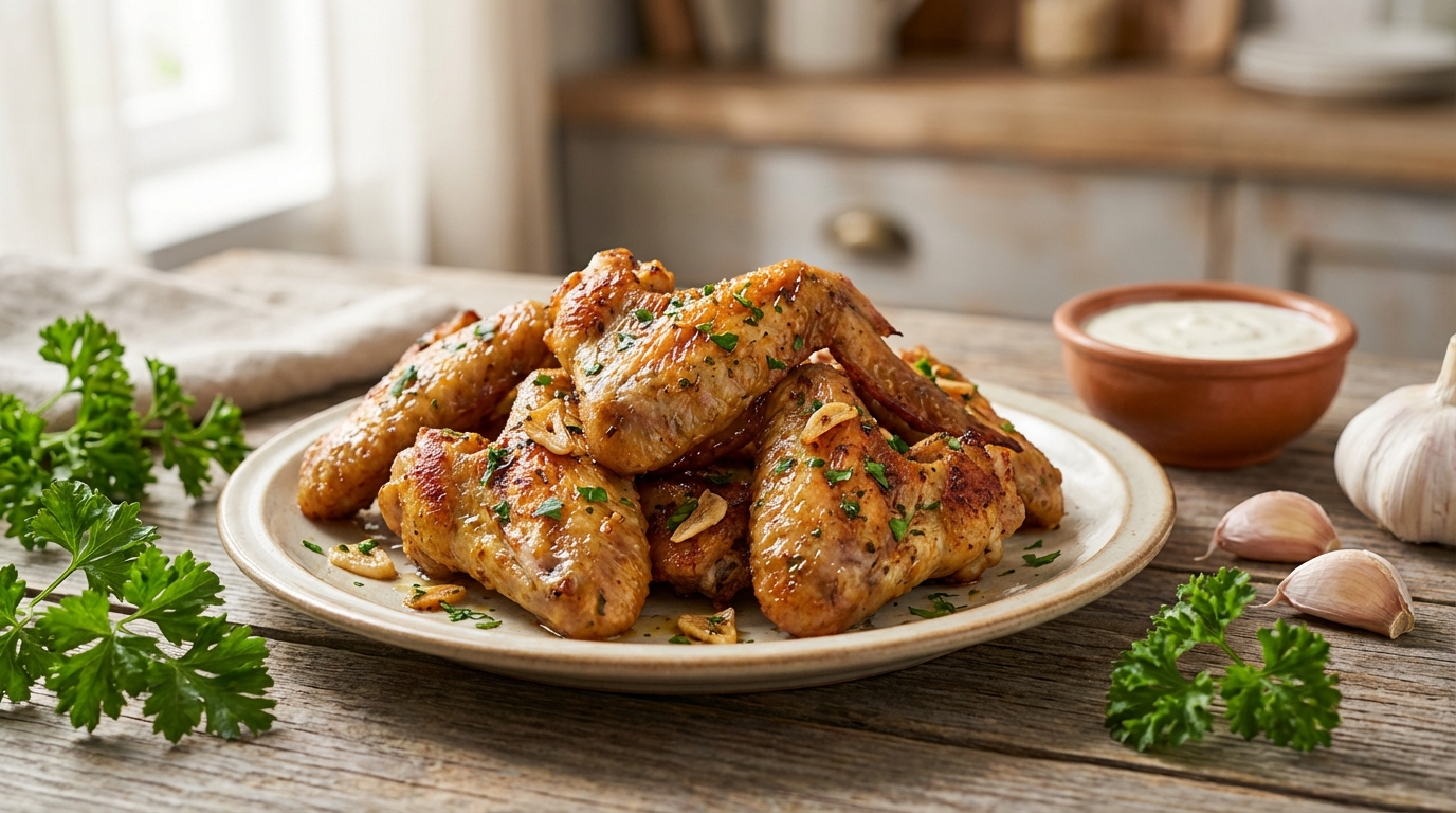découvrez notre recette légère et savoureuse d'ailes de poulet marinées à l'ail, parfaite pour un repas gourmand et facile à préparer.