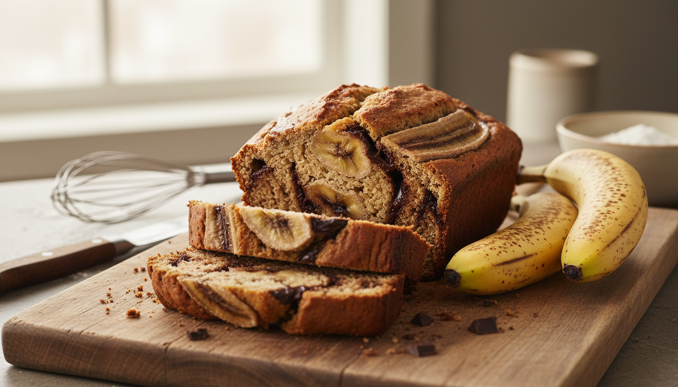 découvrez notre recette de banana bread au chocolat, un gâteau maison ultra fondant qui transforme vos bananes mûres en un délice irrésistible à préparer rapidement.