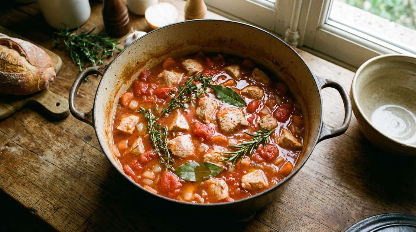 découvrez notre recette légère de blancs de dindonneau en sauce tomate mijotée, riche en saveurs et parfaite pour un repas sain et savoureux.