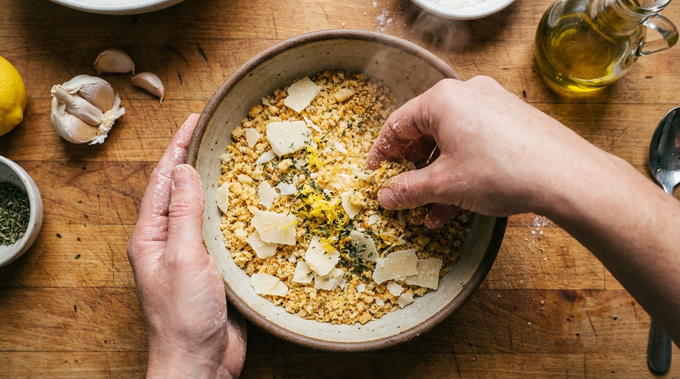 découvrez notre recette savoureuse de cabillaud délicat enveloppé d'une croûte croustillante au parmesan, relevée d'un parfum subtil de curry pour une explosion de saveurs.