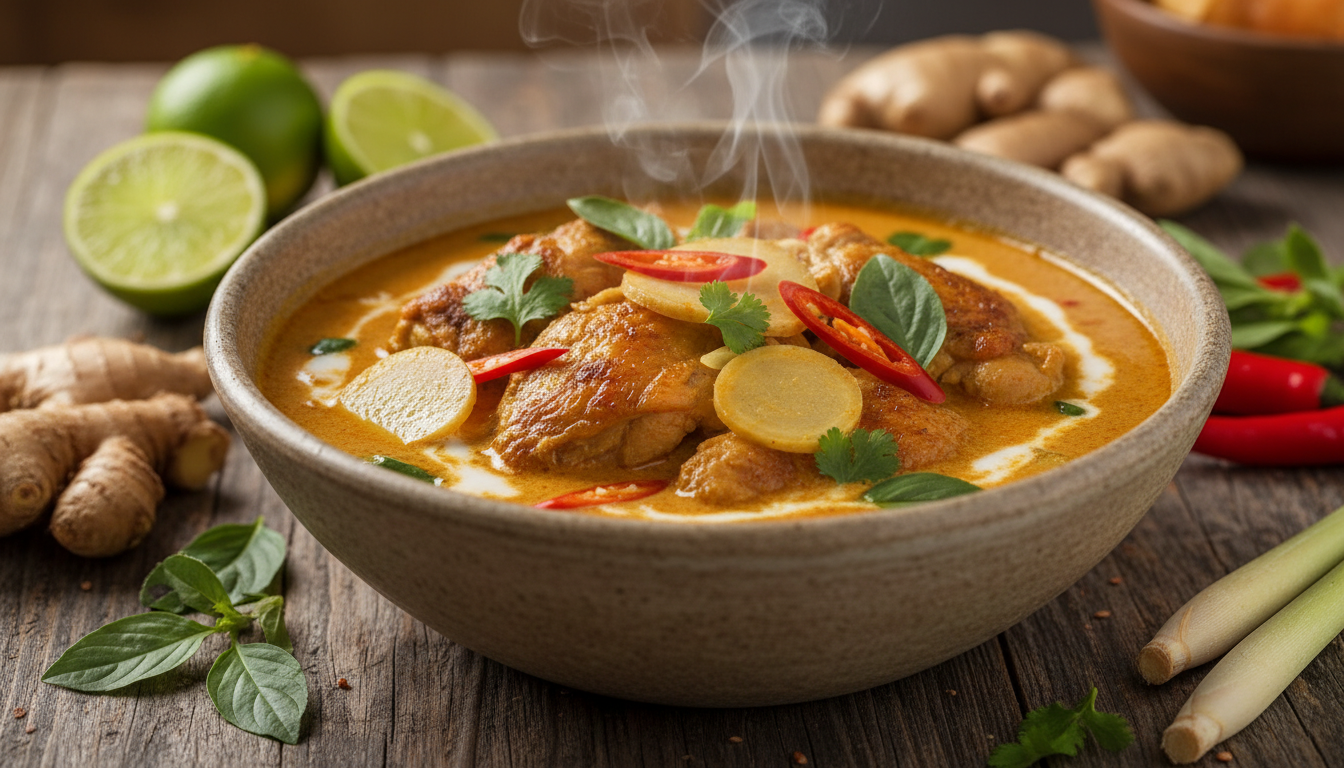 découvrez ce curry thaï au gingembre et lait de coco, un plat riche en saveurs exotiques qui vous offre un voyage chaleureux et inoubliable à chaque bouchée.