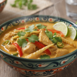 découvrez ce curry thaï au gingembre et lait de coco, une explosion de saveurs exotiques qui vous emmène dans un voyage chaleureux et inoubliable à chaque bouchée.