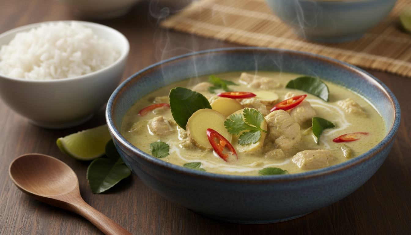 découvrez ce curry thaï au gingembre et lait de coco, une explosion de saveurs exotiques qui vous transporte dans un voyage chaleureux et inoubliable à chaque bouchée.