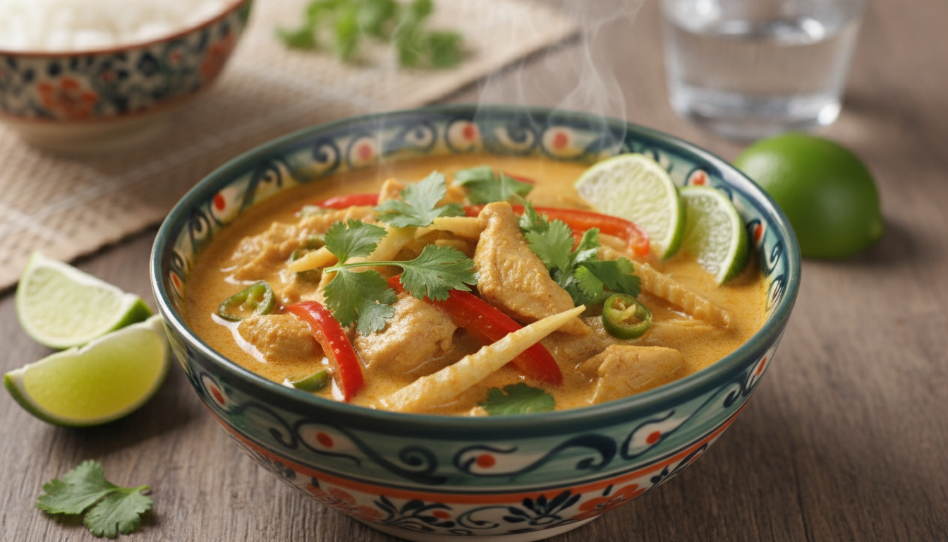 découvrez ce curry thaï au gingembre et lait de coco, une explosion de saveurs exotiques qui vous emmène dans un voyage chaleureux et inoubliable à chaque bouchée.