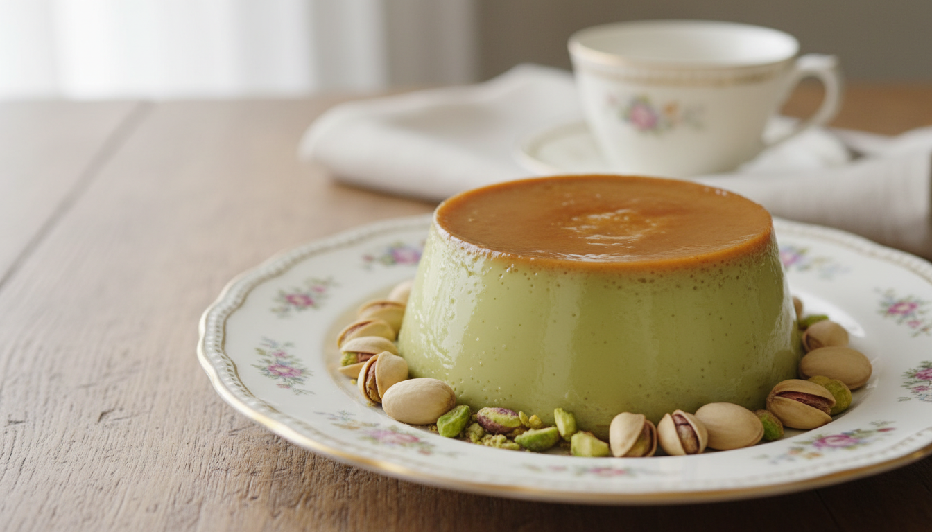 découvrez ce flan pistache, une revisite gourmande de la tradition française qui éveille les doux souvenirs d’enfance avec une touche unique et savoureuse.